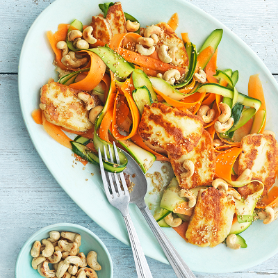 carrot-courgette-and-halloumi-salad-with-ginger-and-sesame